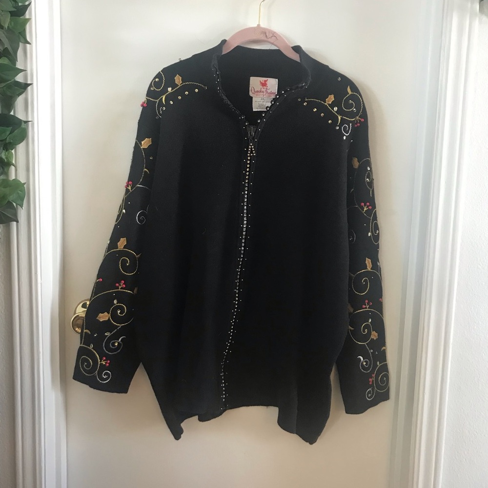 Quacker factory sweater is diamond zipper Christmas design